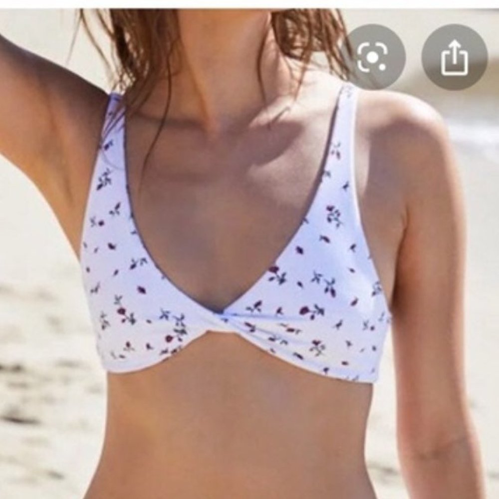 PacSun White Floral Twist Bikini Swim Top XXL NEW